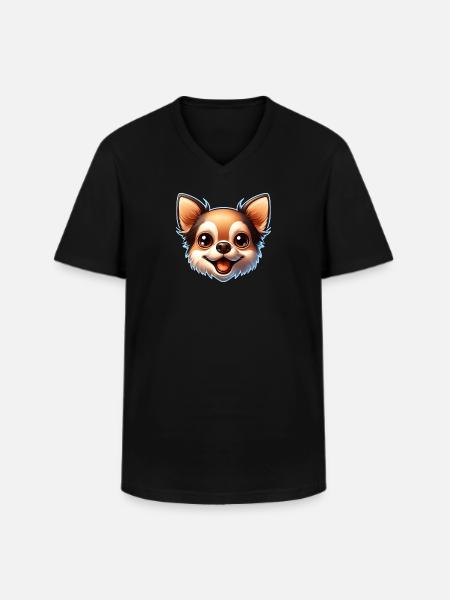 Chihuahua Dog Head Comic Cartoon - Men's V-Neck T-Shirt - black