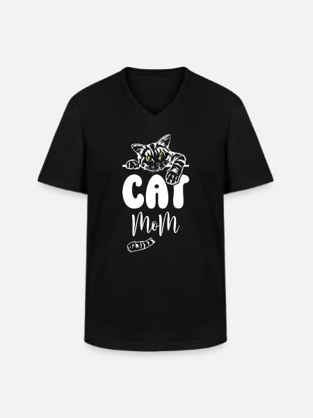 Maman chat - T-shirt col V Homme - noir