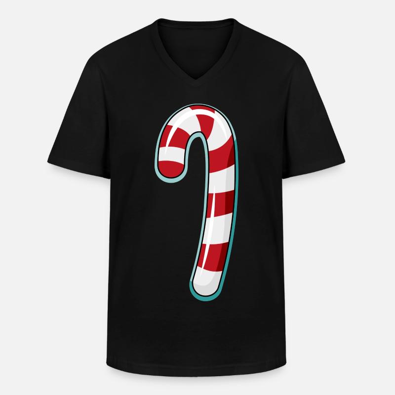 Zuckerstange gestreiftes Design - Männer-T-Shirt mit V-Ausschnitt - Schwarz