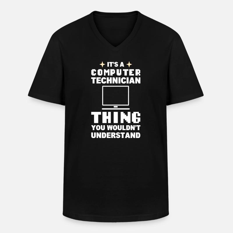 Lustiger Computerfreak Computertechniker - Männer-T-Shirt mit V-Ausschnitt - Schwarz