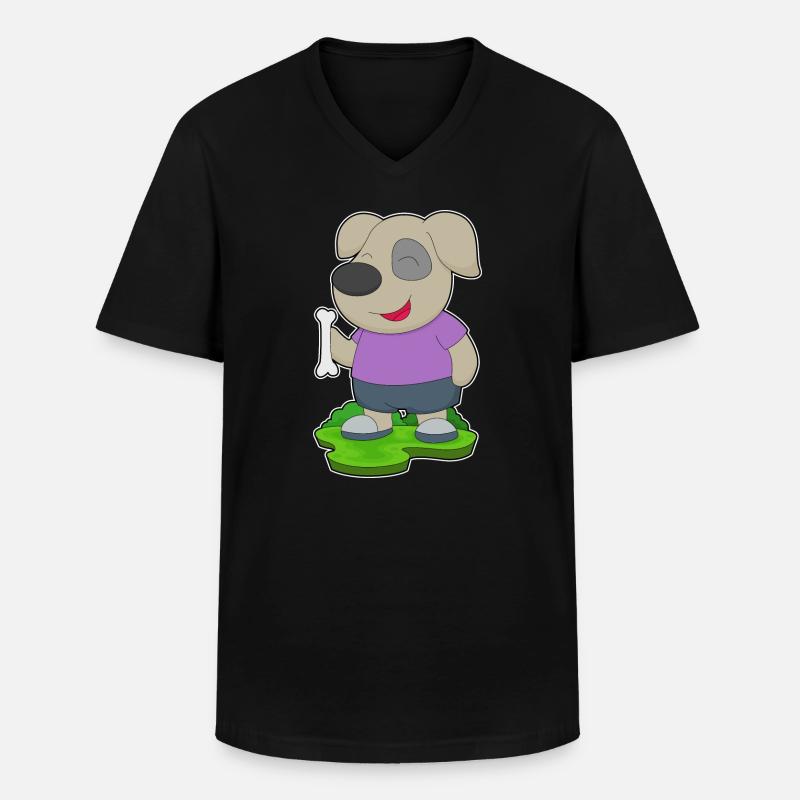 Hund Knochen - Männer-T-Shirt mit V-Ausschnitt - Schwarz