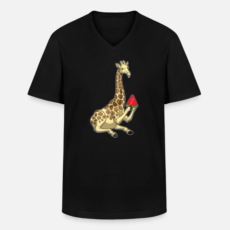 Giraffe Wassermelone - Männer-T-Shirt mit V-Ausschnitt - Schwarz
