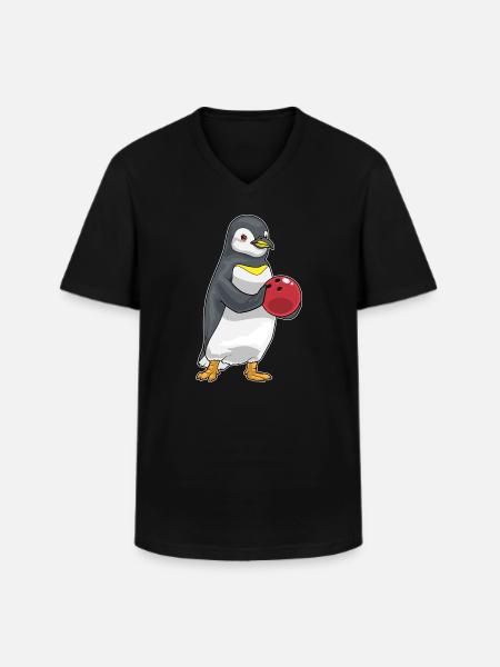 Penguin Bowling Bowling Ball - Men's V-Neck T-Shirt - black