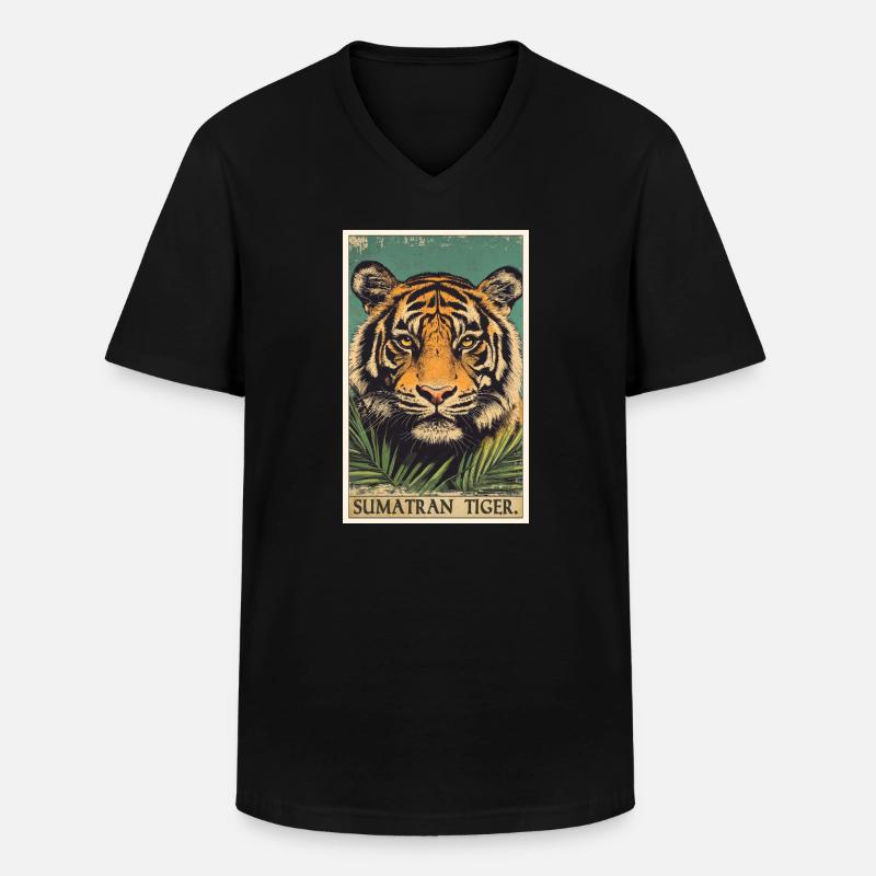 Sumatra-Tiger - Männer-T-Shirt mit V-Ausschnitt - Schwarz