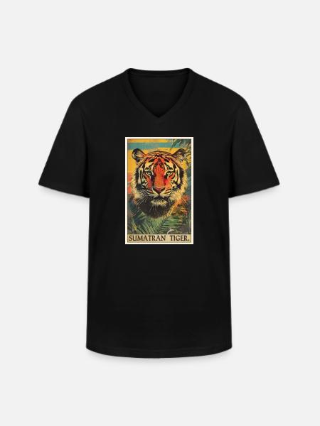 Sumatra-Tiger - Männer-T-Shirt mit V-Ausschnitt - Schwarz
