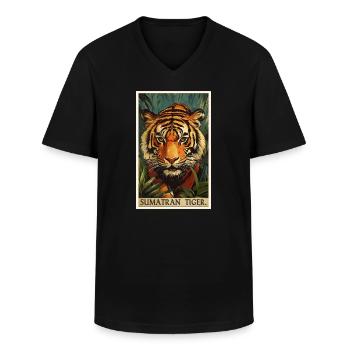 Sumatra-Tiger - Männer-T-Shirt mit V-Ausschnitt - Schwarz - Vorne - AI Model Male 178 dark (178cm)