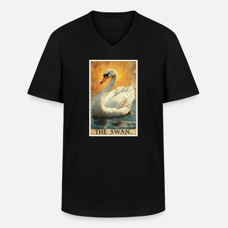 Schwäne Schwan - Männer-T-Shirt mit V-Ausschnitt - Schwarz