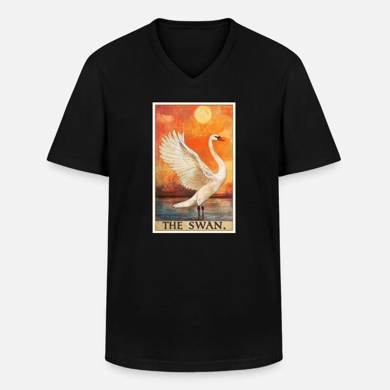 Schwäne Schwan - Männer-T-Shirt mit V-Ausschnitt - Schwarz