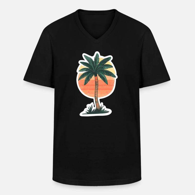 Palme - Männer-T-Shirt mit V-Ausschnitt - Schwarz