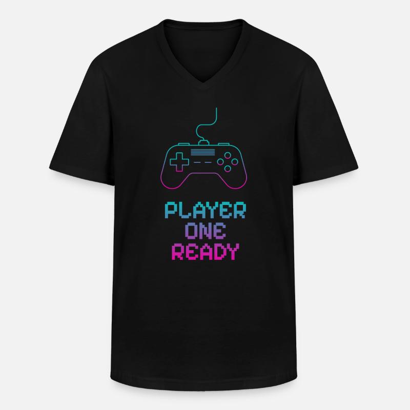 Neon Gaming Controller Design - Männer-T-Shirt mit V-Ausschnitt - Schwarz
