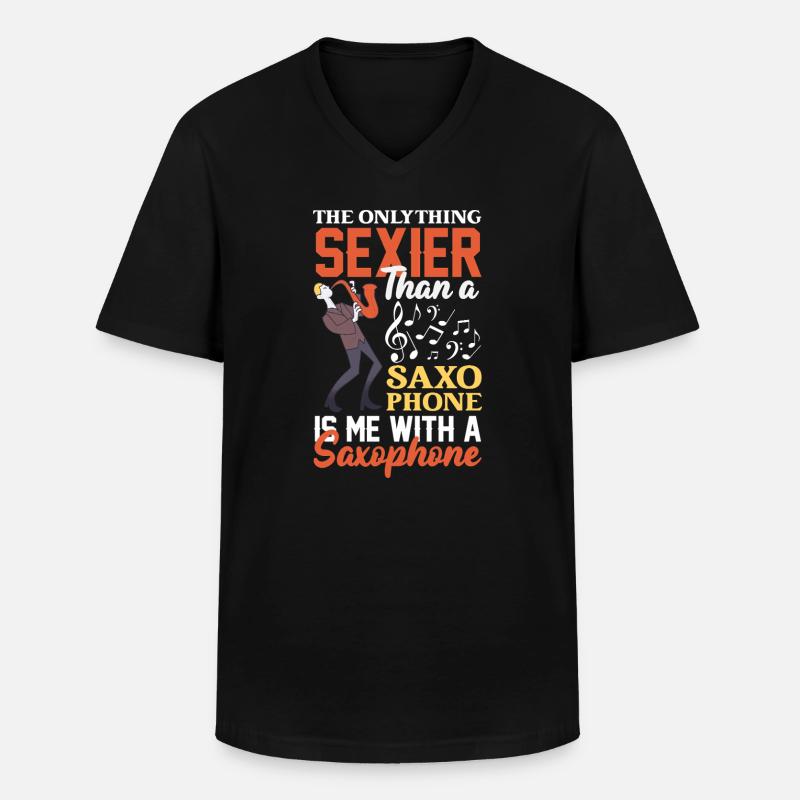 Saxofon - Männer-T-Shirt mit V-Ausschnitt - Schwarz