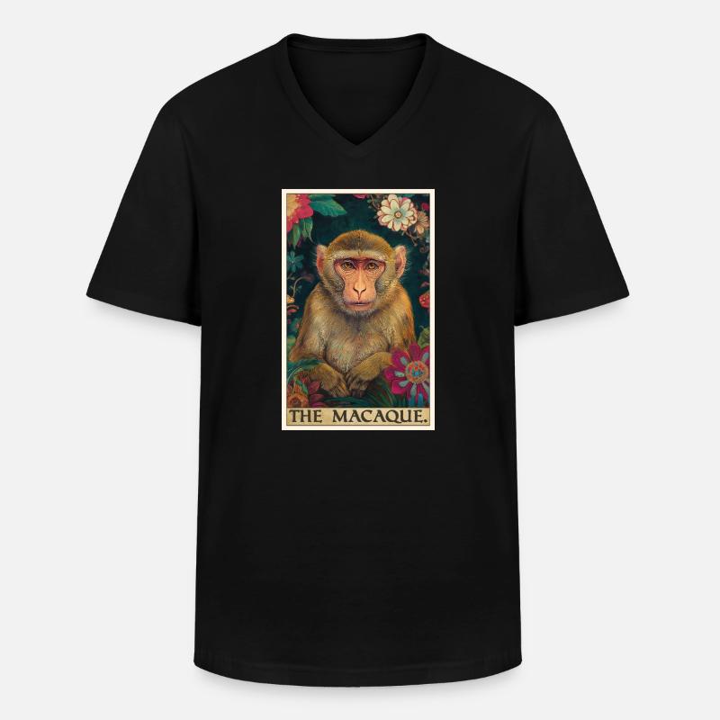 Makaken Makake - Männer-T-Shirt mit V-Ausschnitt - Schwarz