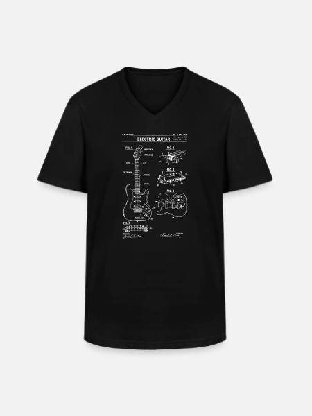 electric guitar blueprint patent. - Men's V-Neck T-Shirt - black