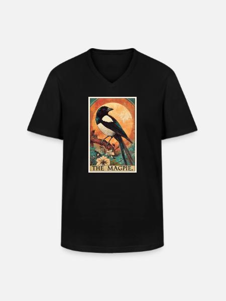 Magpies Magpie - Men's V-Neck T-Shirt - black