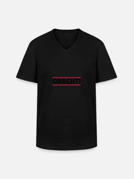 Obacht, 2fb - Männer-T-Shirt mit V-Ausschnitt - Schwarz