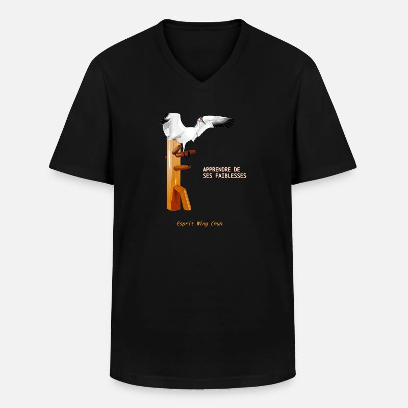 wing chun kran - Männer-T-Shirt mit V-Ausschnitt - Schwarz