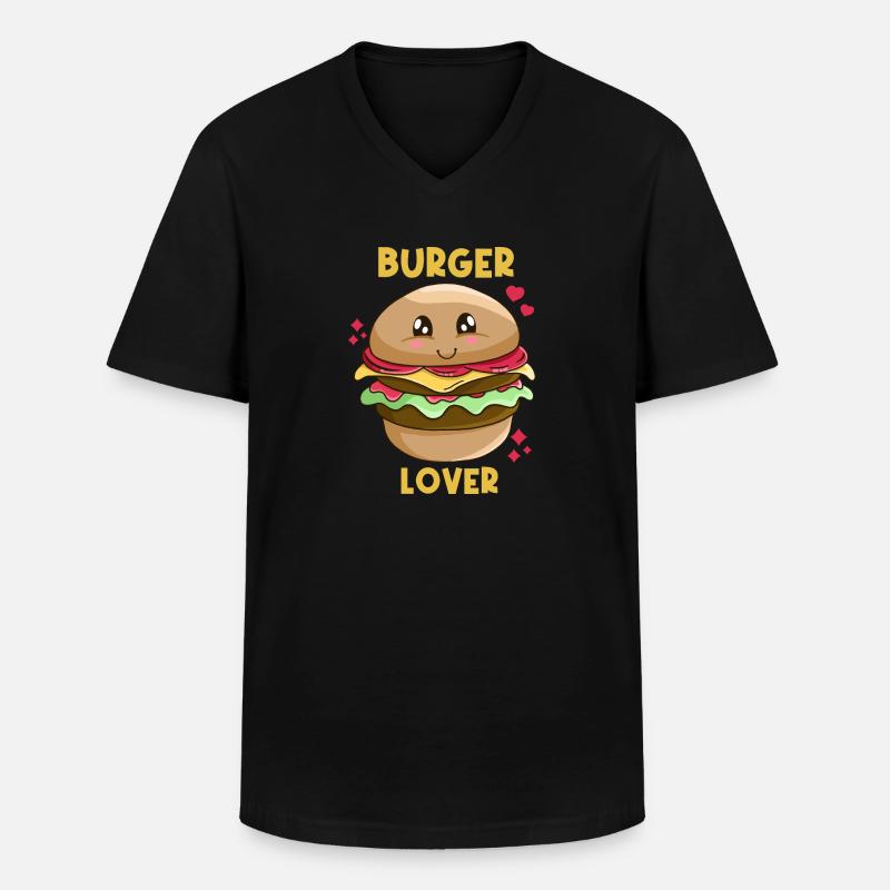 Burger Lover - Männer-T-Shirt mit V-Ausschnitt - Schwarz
