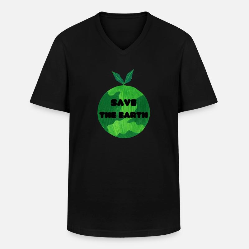 Save the Earth - Männer-T-Shirt mit V-Ausschnitt - Schwarz