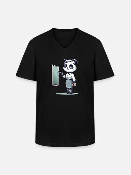 Cute Panda Teacher - Männer-T-Shirt mit V-Ausschnitt - Schwarz