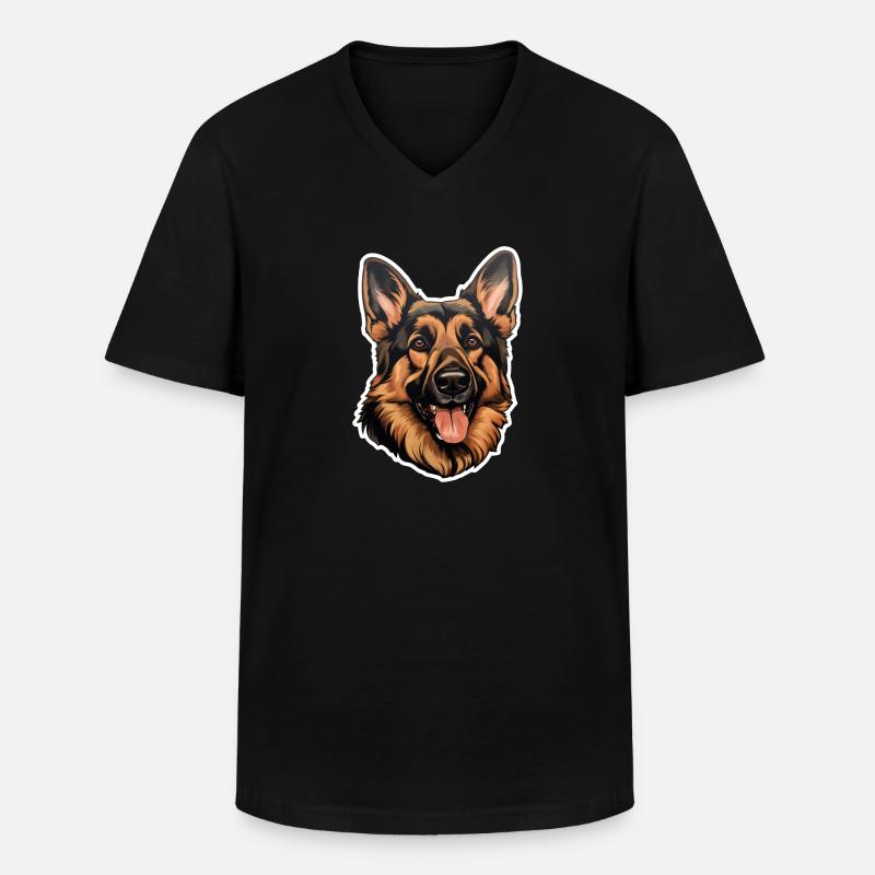 Deutscher Schäferhund Kopf - Männer-T-Shirt mit V-Ausschnitt - Schwarz