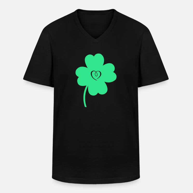 kleeblatt herz - Männer-T-Shirt mit V-Ausschnitt - Schwarz