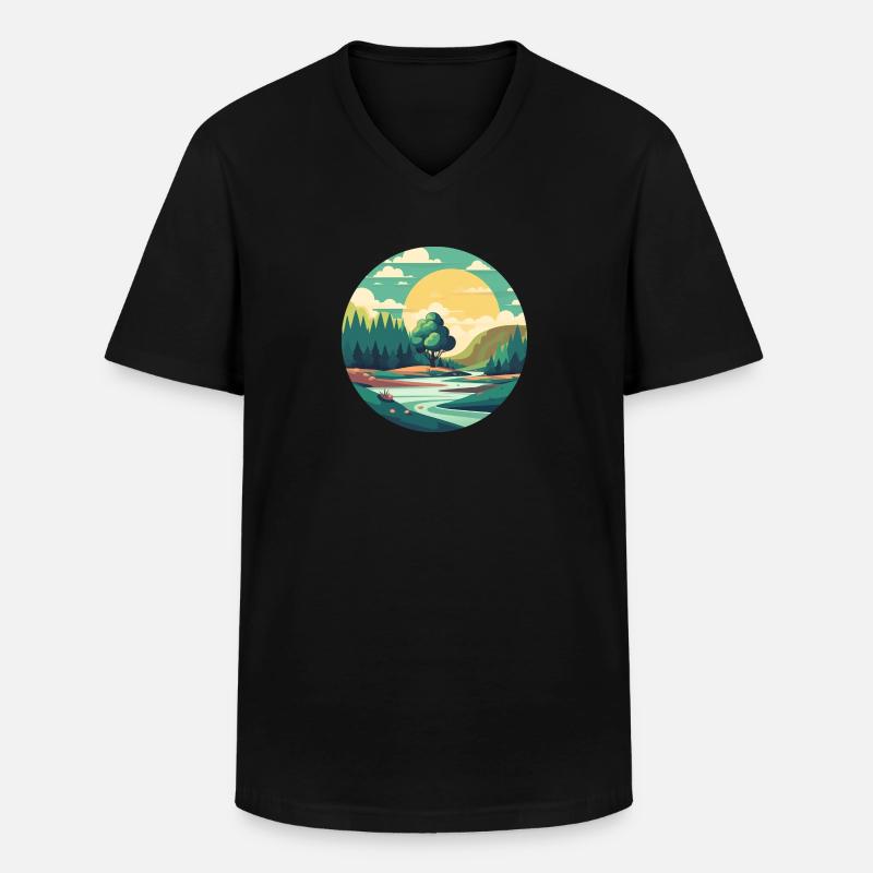 Landschaft - Männer-T-Shirt mit V-Ausschnitt - Schwarz