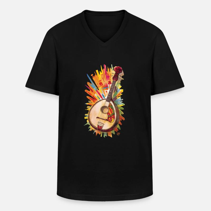 Bouzouki-Instrument-Geschenk - Männer-T-Shirt mit V-Ausschnitt - Schwarz