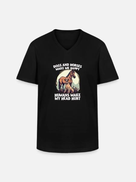 Dogs and horses - Men's V-Neck T-Shirt - black