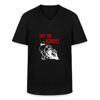 Motorrad - Auf die Knie Superbike - T-Shirt - Männer-T-Shirt mit V-Ausschnitt - Schwarz - Vorne - AI Model Male 178 dark (178cm)