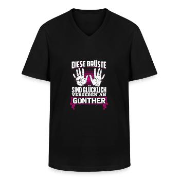 GÜNTHER - Brüste - Männer-T-Shirt mit V-Ausschnitt - Schwarz - Vorne - AI Model Male 178 dark (178cm)