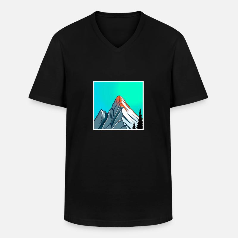 Berg Gemälde - Männer-T-Shirt mit V-Ausschnitt - Schwarz