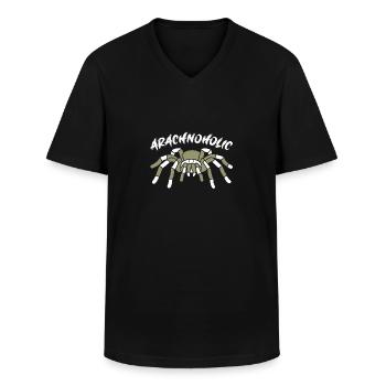 Arachnoholic Spiderfan J’adore les araignées - T-shirt col V Homme - noir - Devant - AI Model Male 178 dark (178cm)