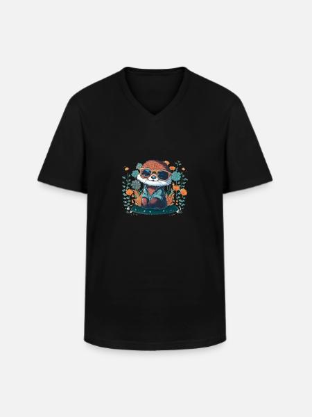Fleurs de loutre bébé – Loutre - Men's V-Neck T-Shirt - black