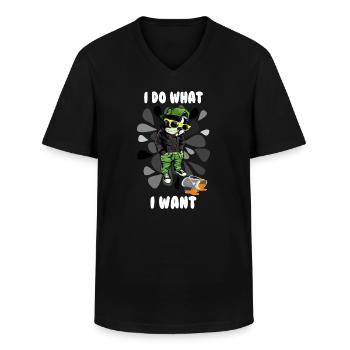 Dog Cartoon Comic - Men's V-Neck T-Shirt - black - Front - AI Model Male 178 dark (178cm)