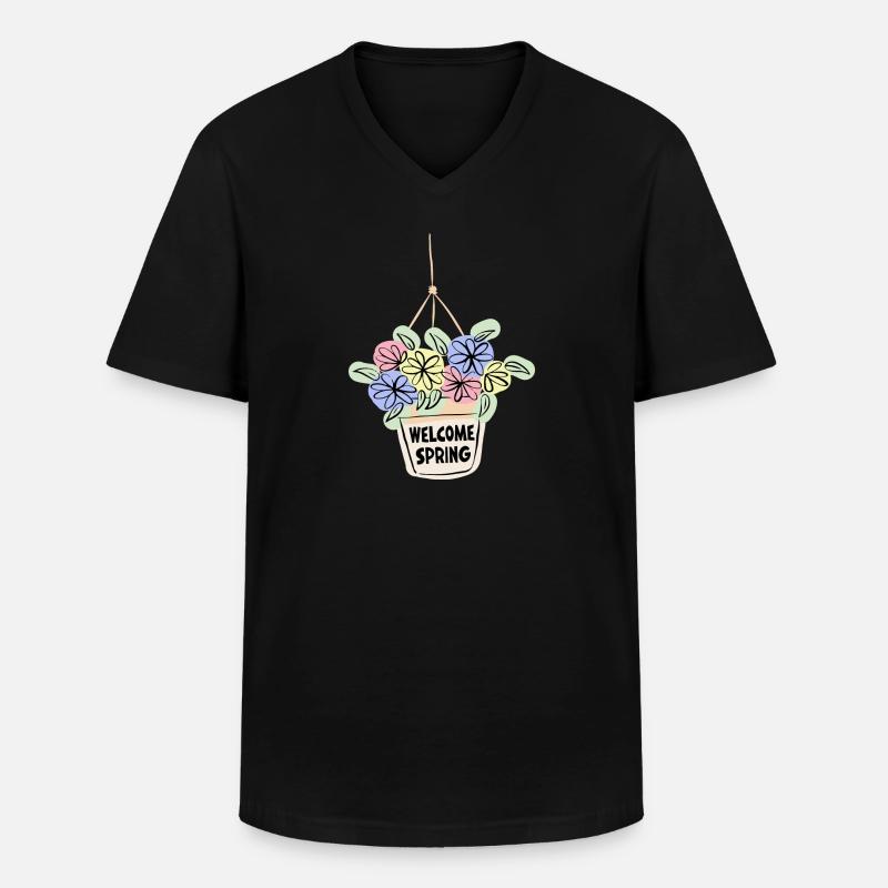 Welcome Spring - Männer-T-Shirt mit V-Ausschnitt - Schwarz