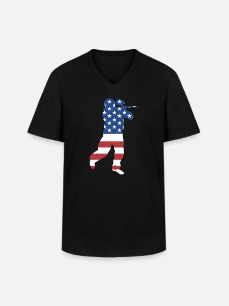 Sport Us Flag Paintball - Men's V-Neck T-Shirt - black