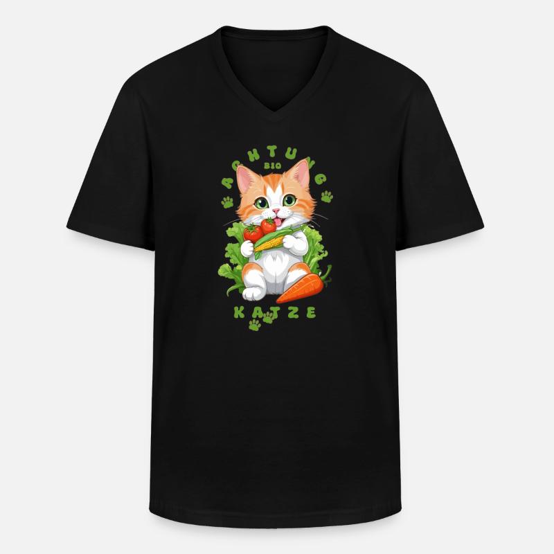 Bio Katze - Männer-T-Shirt mit V-Ausschnitt - Schwarz