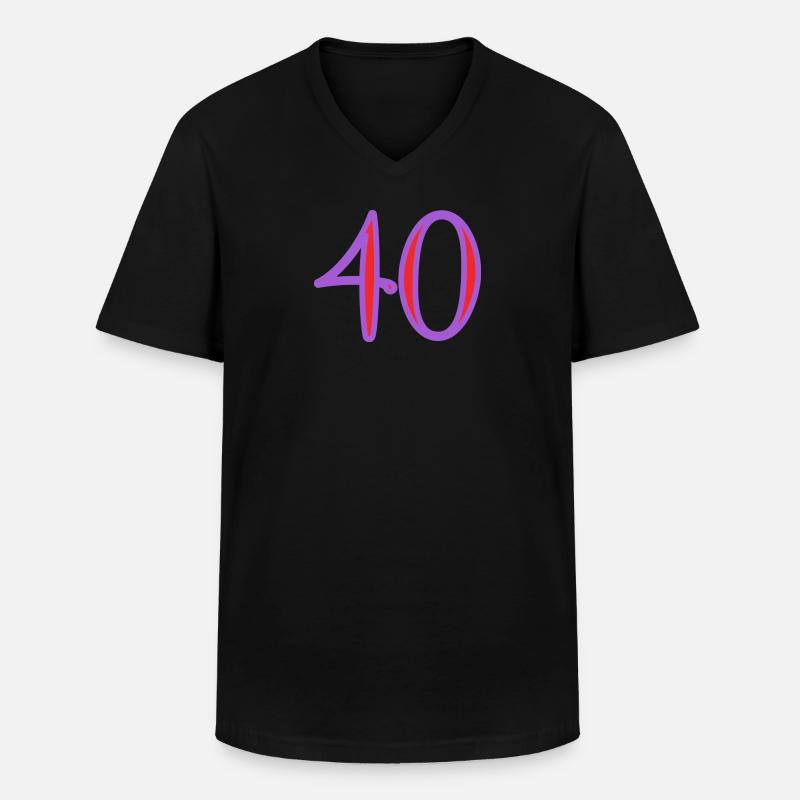 40 - Männer-T-Shirt mit V-Ausschnitt - Schwarz