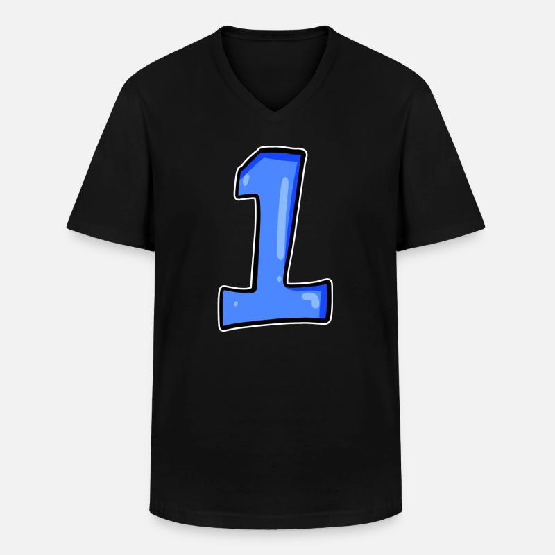 1 - Männer-T-Shirt mit V-Ausschnitt - Schwarz