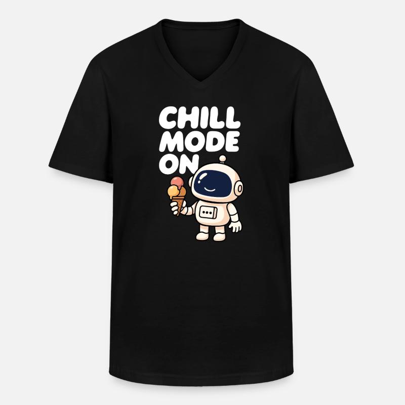 Weltraumroboter mit Eiscreme - Männer-T-Shirt mit V-Ausschnitt - Schwarz