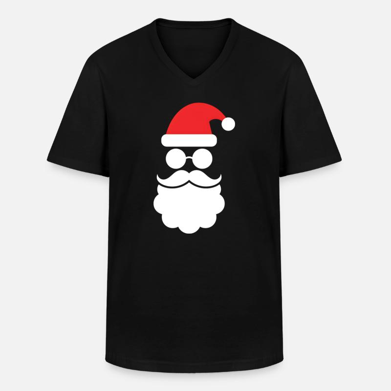 Weihnachtsmann mit Bart Minimal Kopf Design - Männer-T-Shirt mit V-Ausschnitt - Schwarz