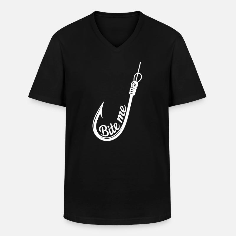 Bite Me Hook Grafik - Männer-T-Shirt mit V-Ausschnitt - Schwarz