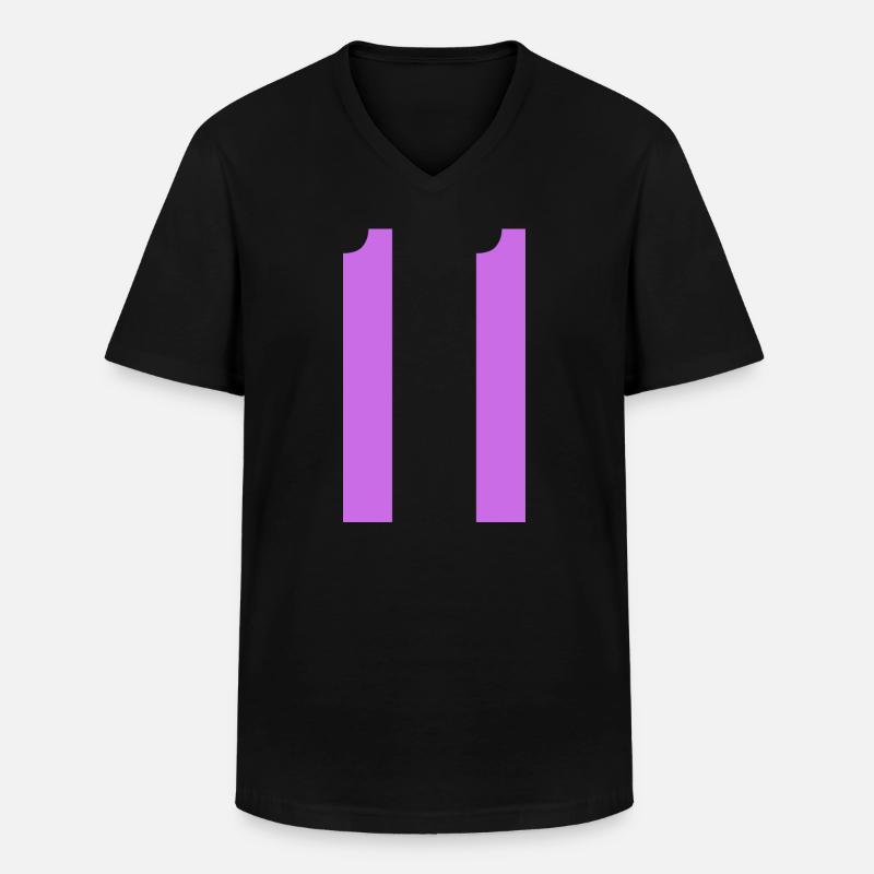 11 - Männer-T-Shirt mit V-Ausschnitt - Schwarz