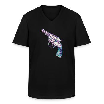Revolver coloré - T-shirt col V Homme - noir - Devant - AI Model Male 178 dark (178cm)