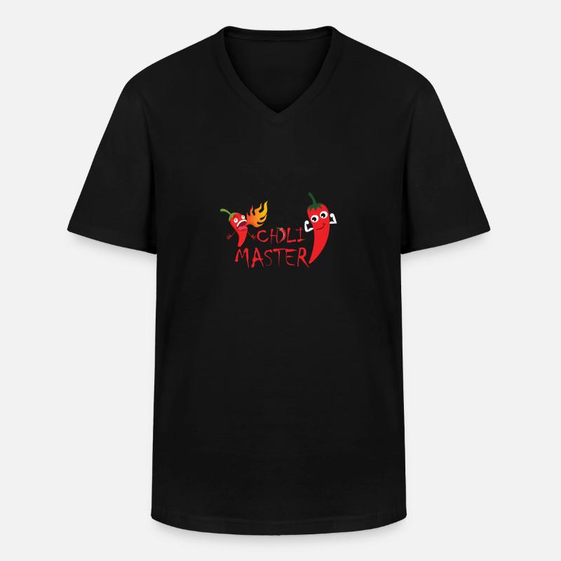 Chilli Master - Männer-T-Shirt mit V-Ausschnitt - Schwarz