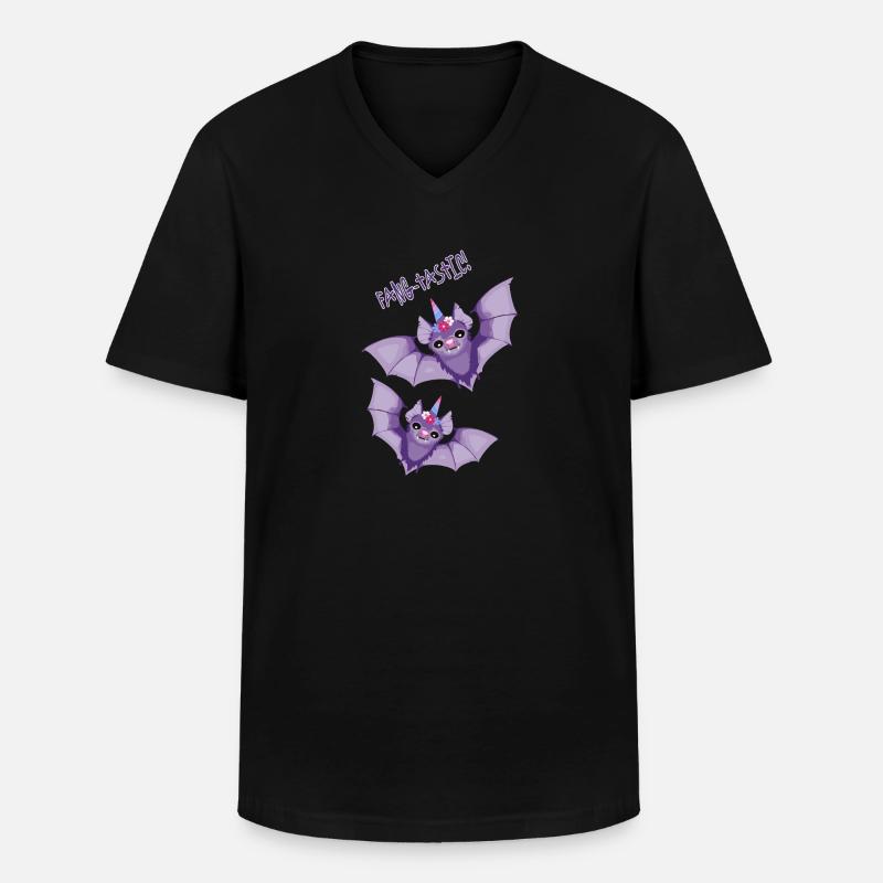 Fang-geschmackvolle Halloween-Einhornfledermäuse - Männer-T-Shirt mit V-Ausschnitt - Schwarz