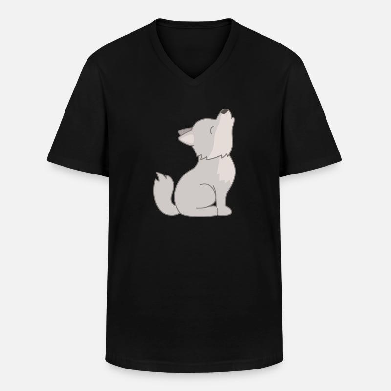 wolf - Männer-T-Shirt mit V-Ausschnitt - Schwarz
