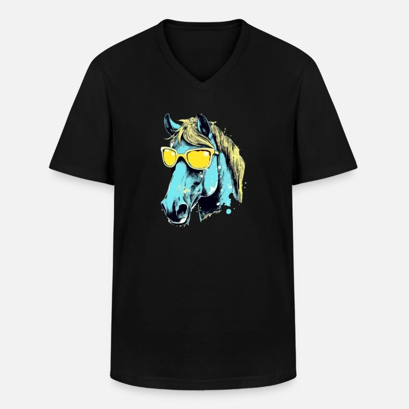 Toto, das bebrillte Pferd - Männer-T-Shirt mit V-Ausschnitt - Schwarz