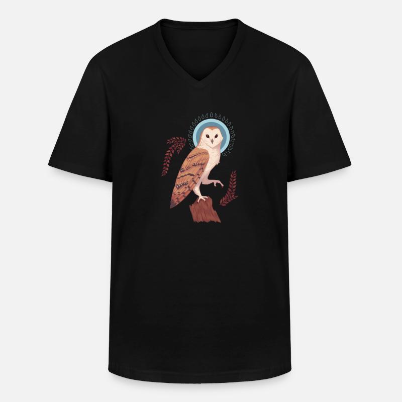 Eule - Männer-T-Shirt mit V-Ausschnitt - Schwarz