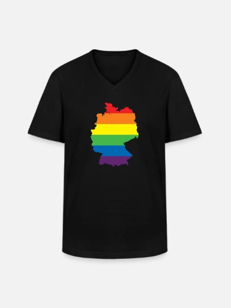Rainbow Connection Embrace, Happy Pride - Men's V-Neck T-Shirt - black